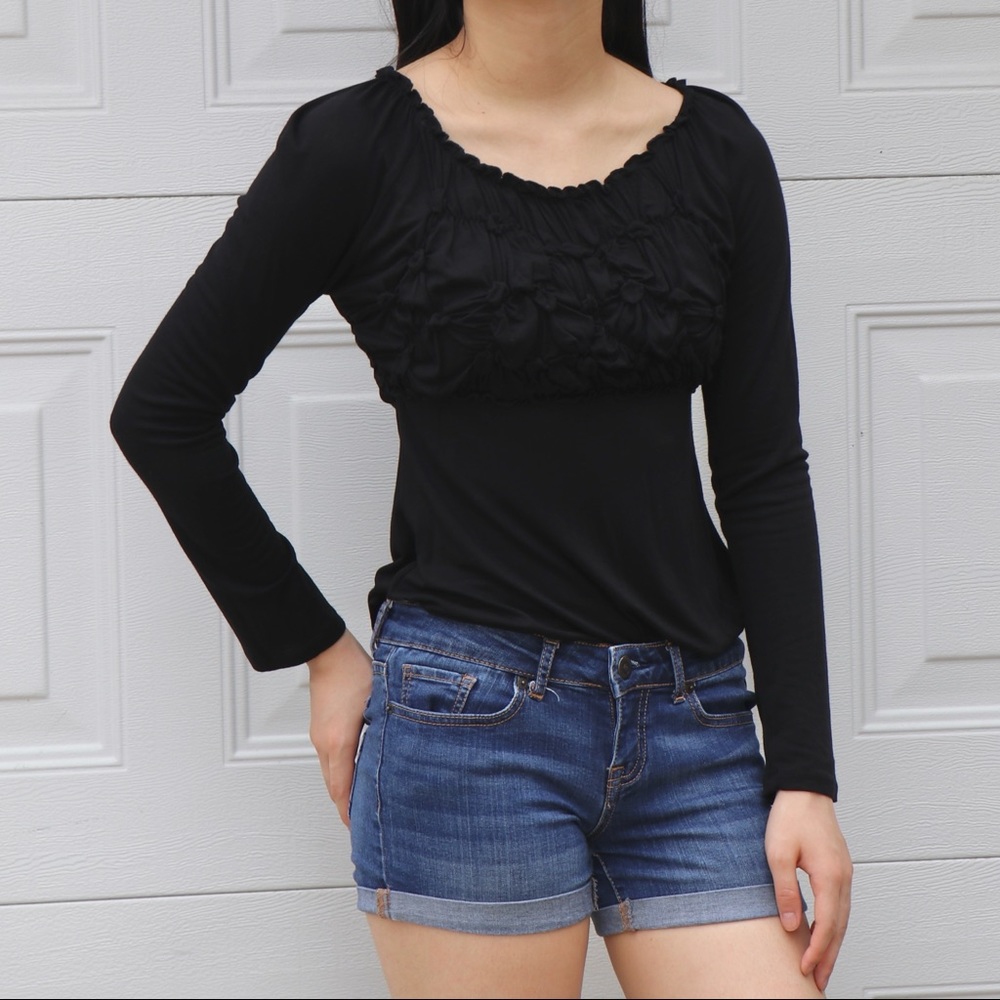 black ruffled long sleeve
